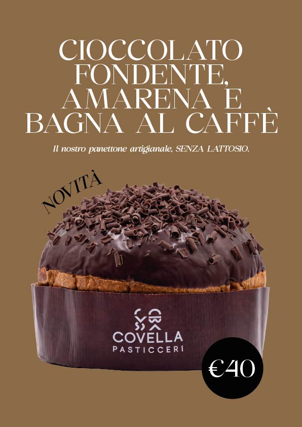 Panettone cioccolato fondente, amarena e bagna al caffè
